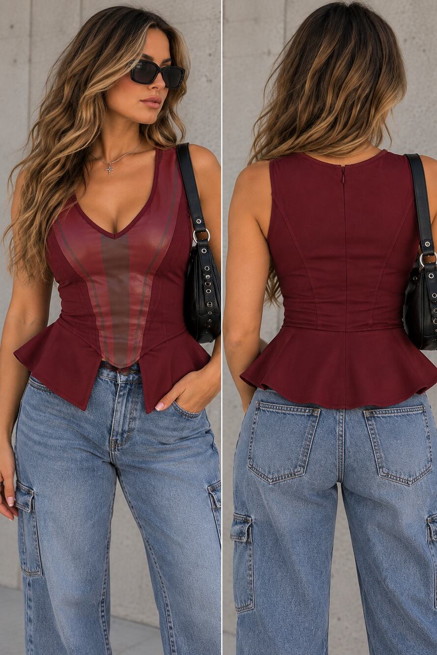 NWT Her Universe Wonder Woman Burgundy Corset Peplum Top XS DC Comics